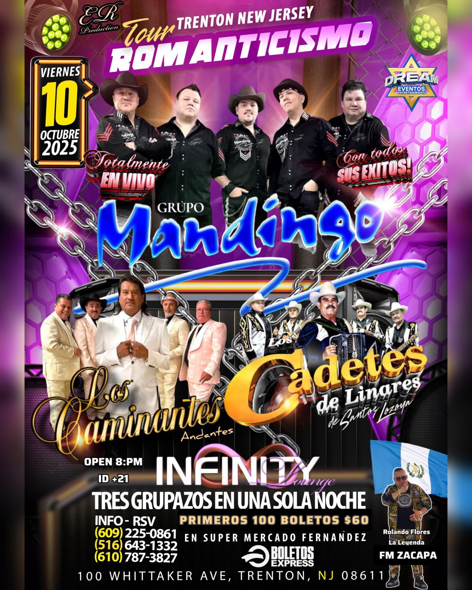 Este Viernes 10 Octubre, Mandingo / Los Caminantes / Cadetes de Linares/ Trenton NJ