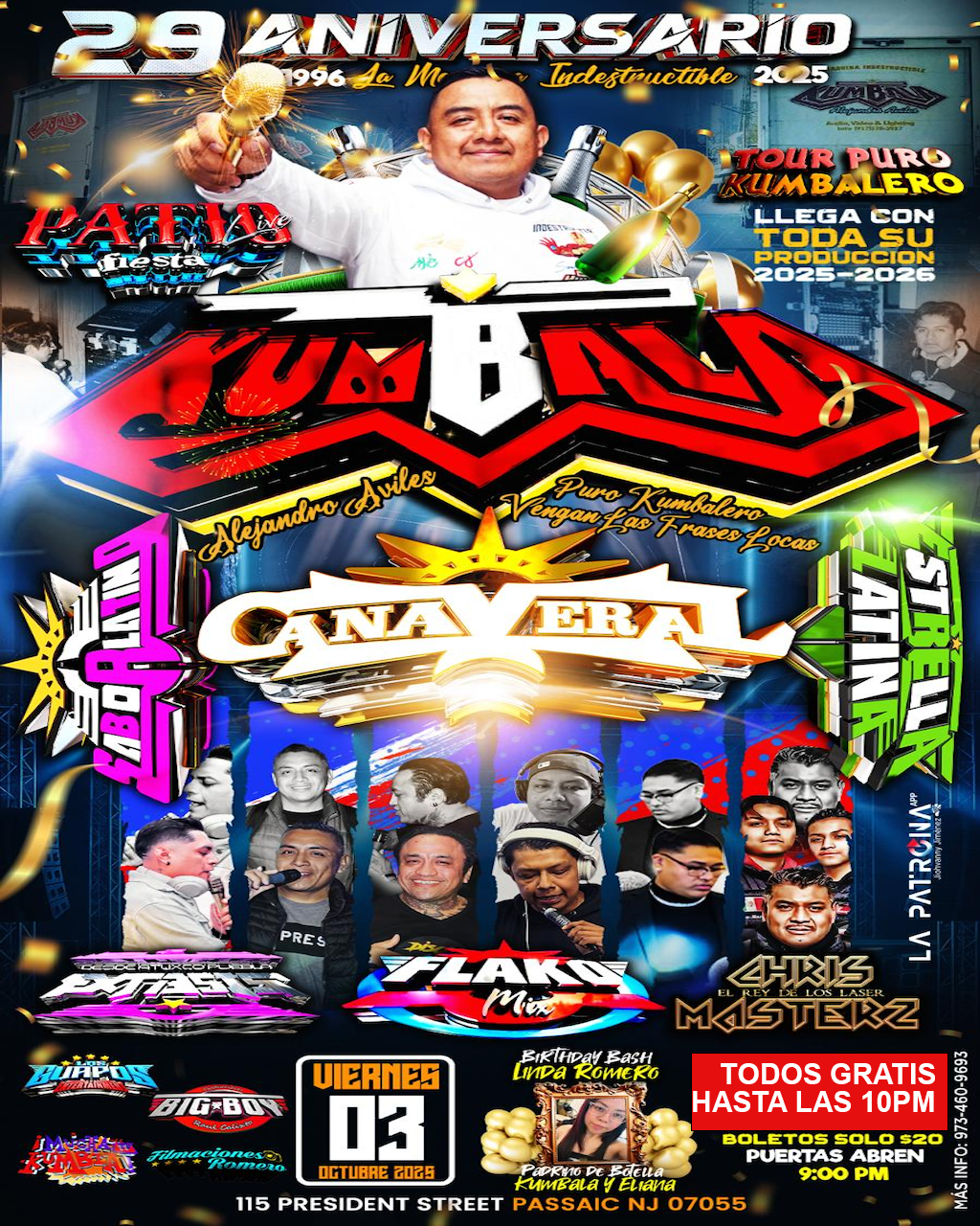 SONIDO KUMBALA,CAÑAVERAL, SABOR LATINO, ESTRELLA LATINA, EXTASIS, FLAKO MIX, Y MAS