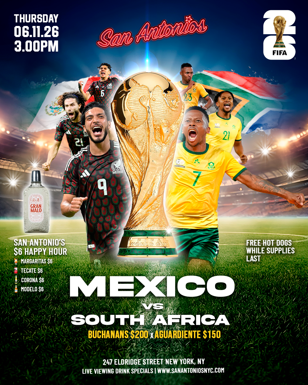 Buy tickets for Soccer Game Viewing Party: MEXICO vs SOUTH AFRICA at San Antonios Soccer Game Viewing Party: MEXICO vs SOUTH AFRICA at San Antonios