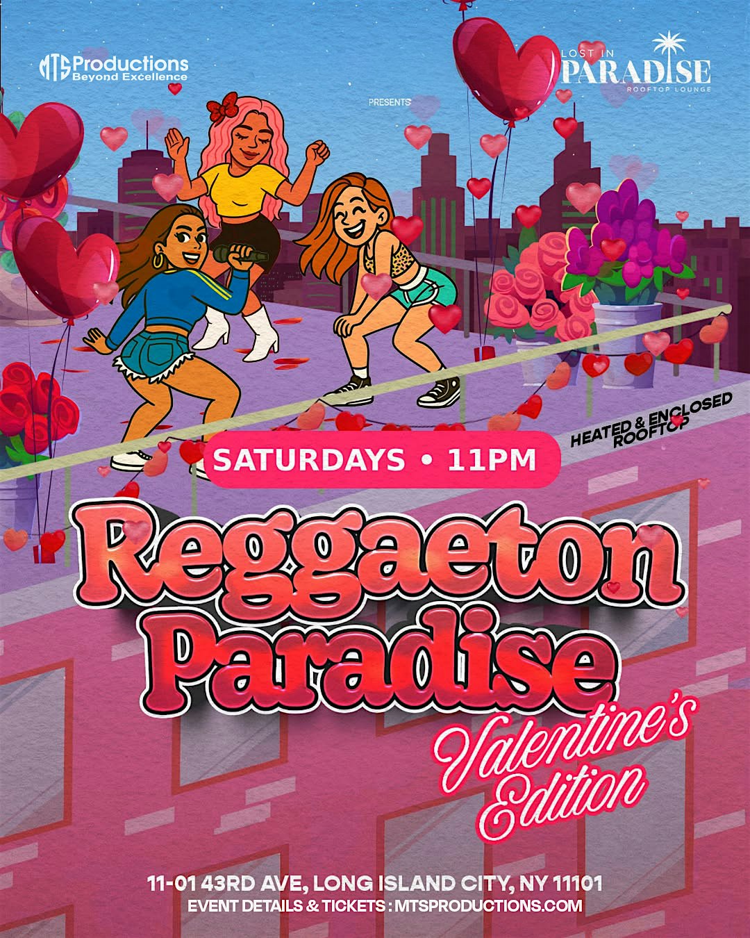 Reggaeton Paradise Rooftop Party – Lost in Paradise, Queens – Feb 14th