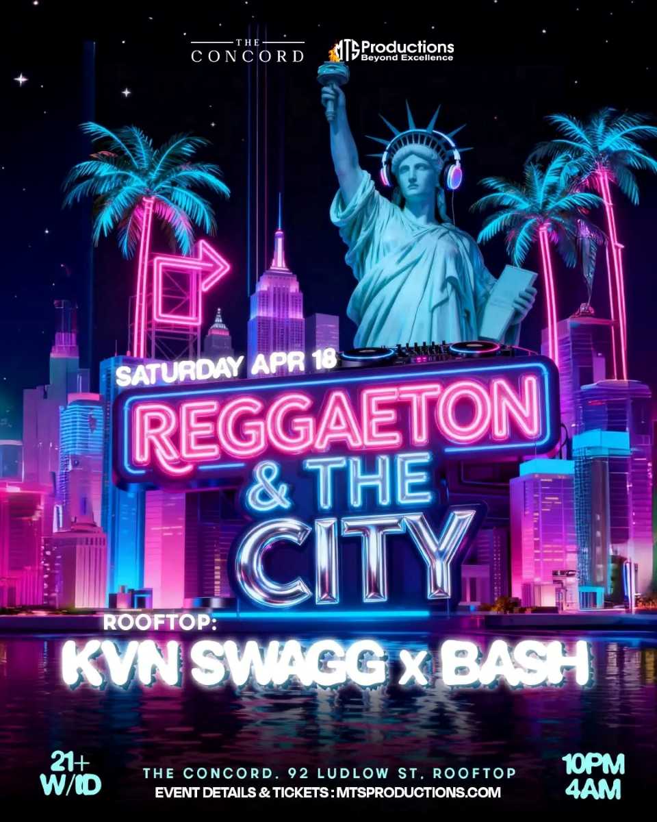 Reggaeton & the City Rooftop Party Saturday at Concord NYC – Apr 18