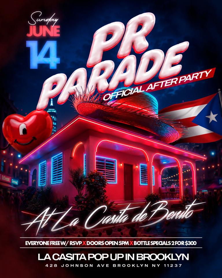 Buy tickets for PR Parade Official After Party at La Casita Pop Up Brooklyn PR Parade Official After Party at La Casita Pop Up Brooklyn