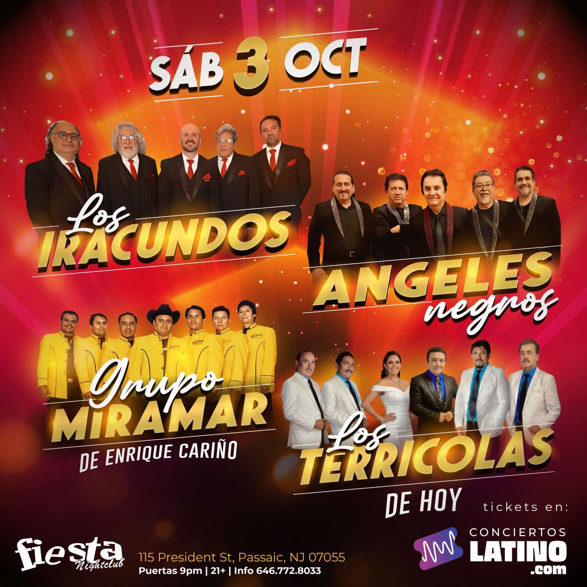 Buy tickets for LOS IRACUNDOS, ANGELES NEGROS, MIRAMAR, TERRICOLAS LOS IRACUNDOS, ANGELES NEGROS, MIRAMAR, TERRICOLAS