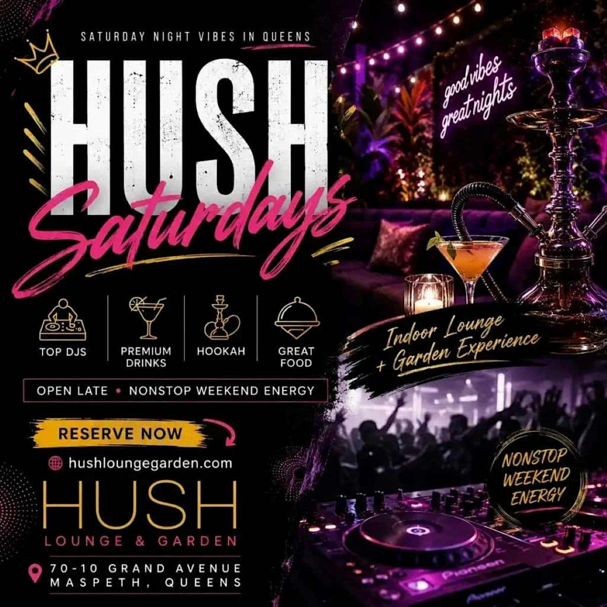 Hush Saturdays at Hush Lounge Garden Queens – Sep 26